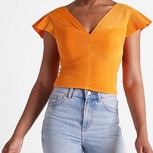 Express Orange Cap Sleeve Crop Top